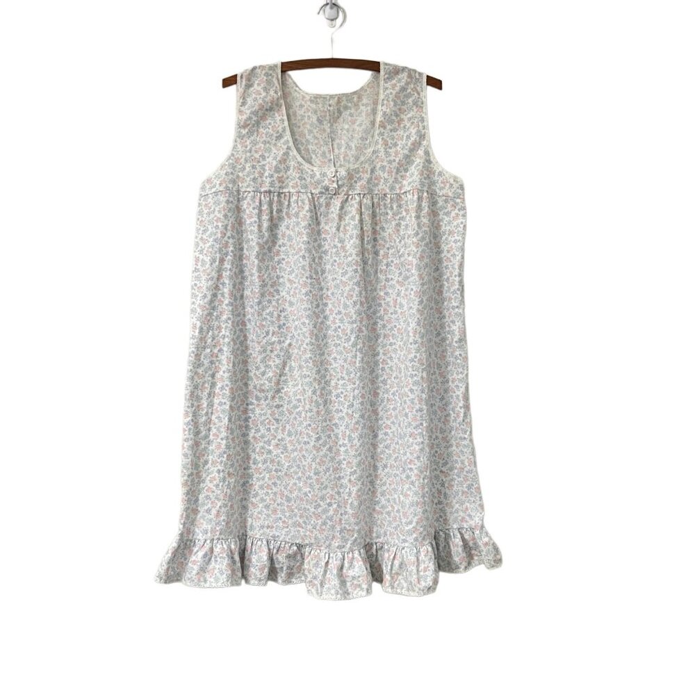 VTG Pinehurst Womens Sleeveless Floral Cottagecore Ruffle Hem Night Dress L
